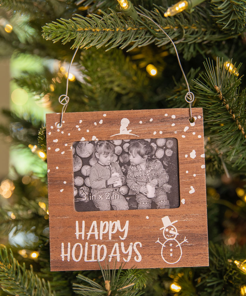 Happy Holidays Wooden Picture Frame Ornament
